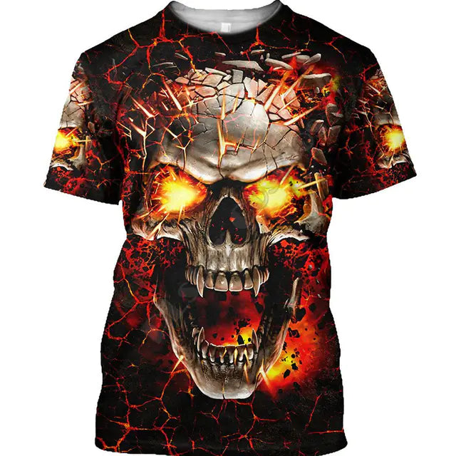 Funny Casual Skull Graphic T-Shirts for Men - Oversized