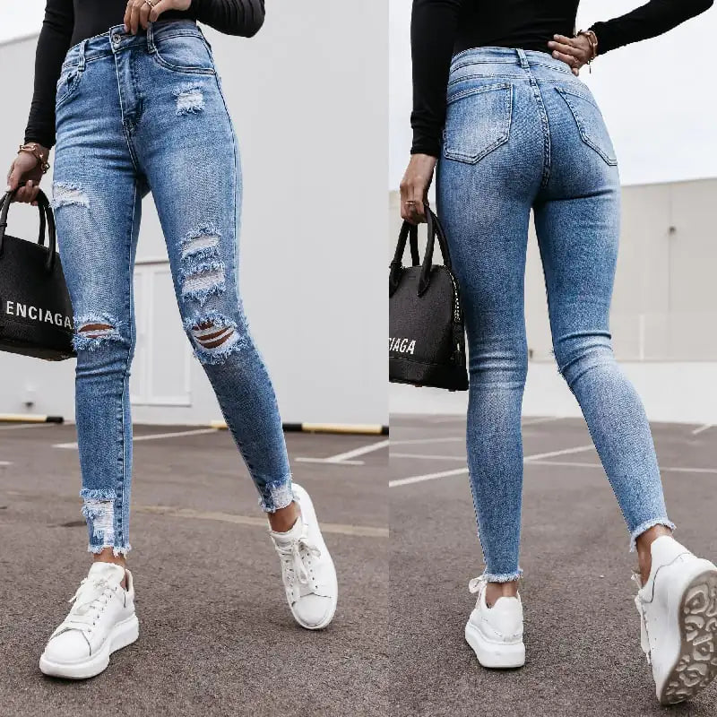 Women's Slimming Denim Trousers for Summer Wear