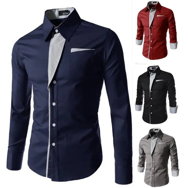 Male Fashion Shirts Full Sleeve Stripe Shirt Men Slim Fit Design Formal Dress Shirts 14 Colors Size M-4XL