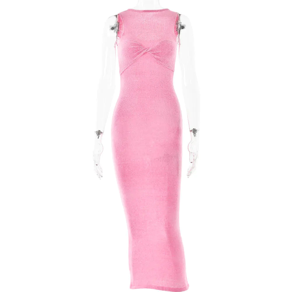 Giselle Glow Maxi Dress - Sleeveless Knit Long Dress