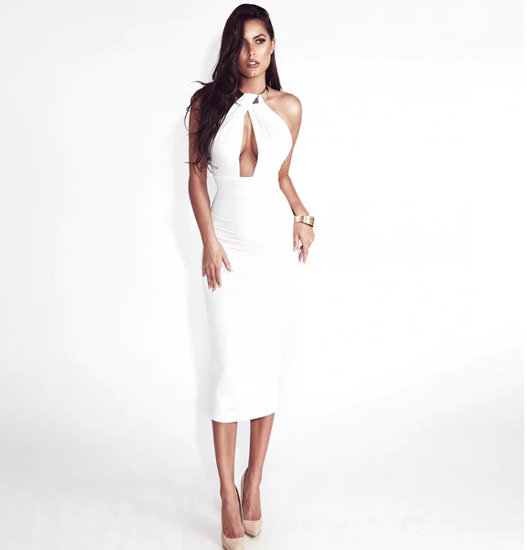 Necklace Dress, Club Bodycon Dress, Midi Dress