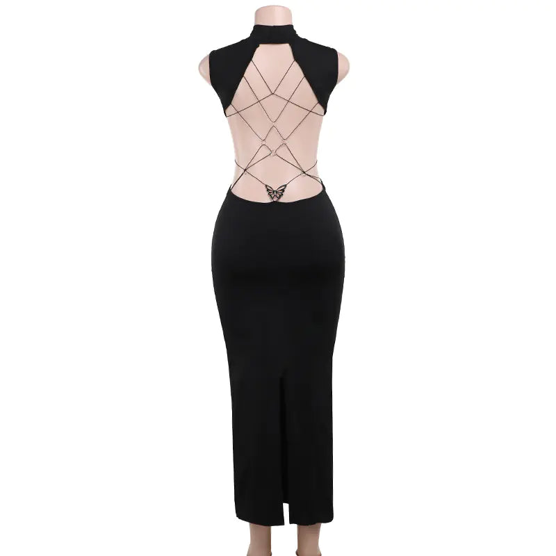 Backless Bandage Bodycon Maxi Dress for Women Y2K