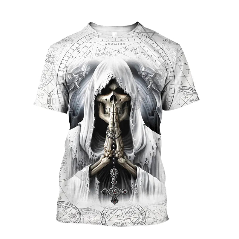 Funny Casual Skull Graphic T-Shirts for Men - Oversized