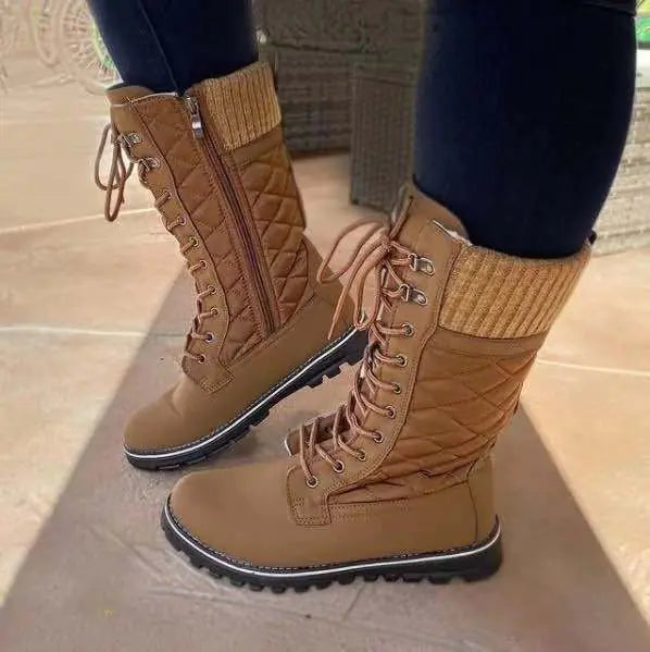 Women's Mid-Tube Flat Heel Side Zipper Martin Boots
