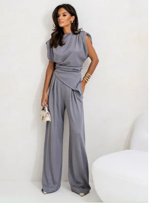 Women's Elegant Summer Two-Piece Set with Top & Pants