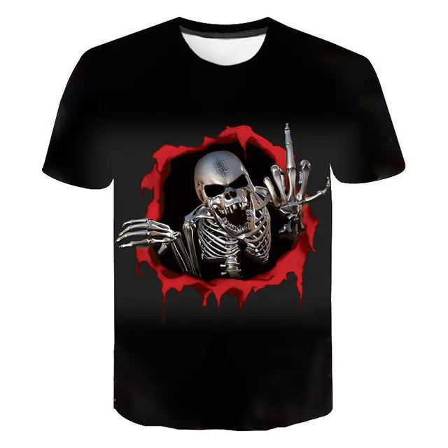 Funny Casual Skull Graphic T-Shirts for Men - Oversized