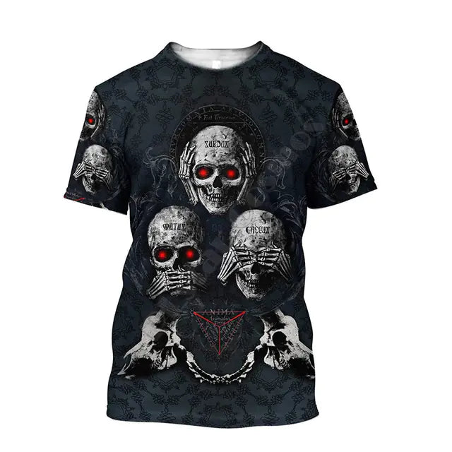 Funny Casual Skull Graphic T-Shirts for Men - Oversized