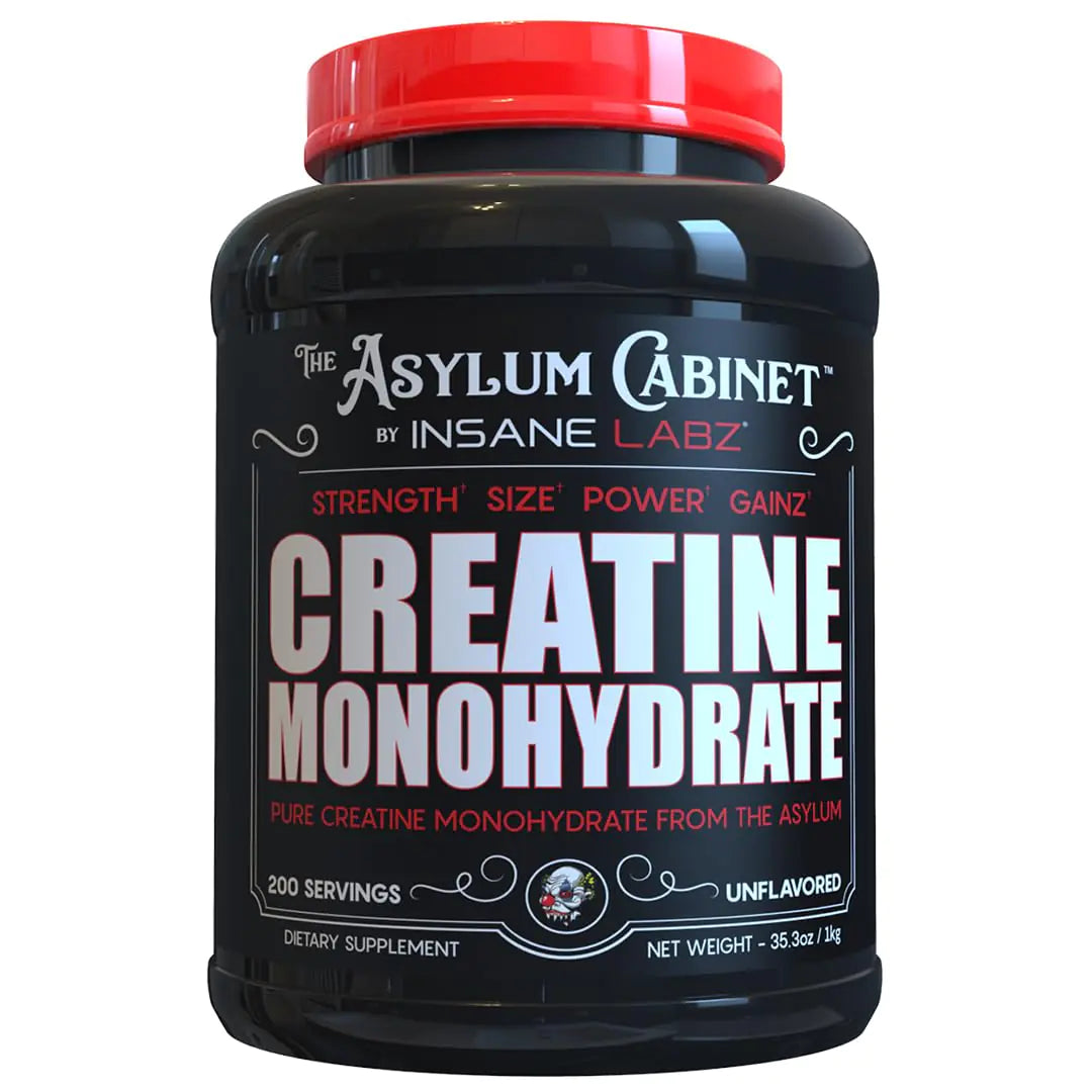 Insane Labz Insane Creatine Monohydrate Powder - Unflavored Pre Workout Post Workout Strength Size Power 200 Servings