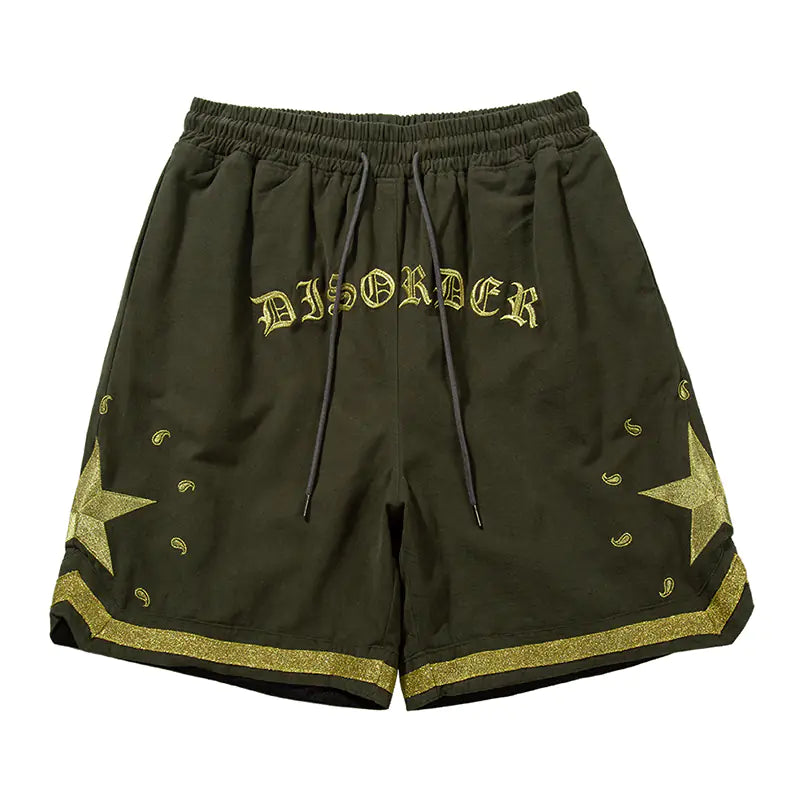 High Street Heavy Works Gold Embroidery Shorts