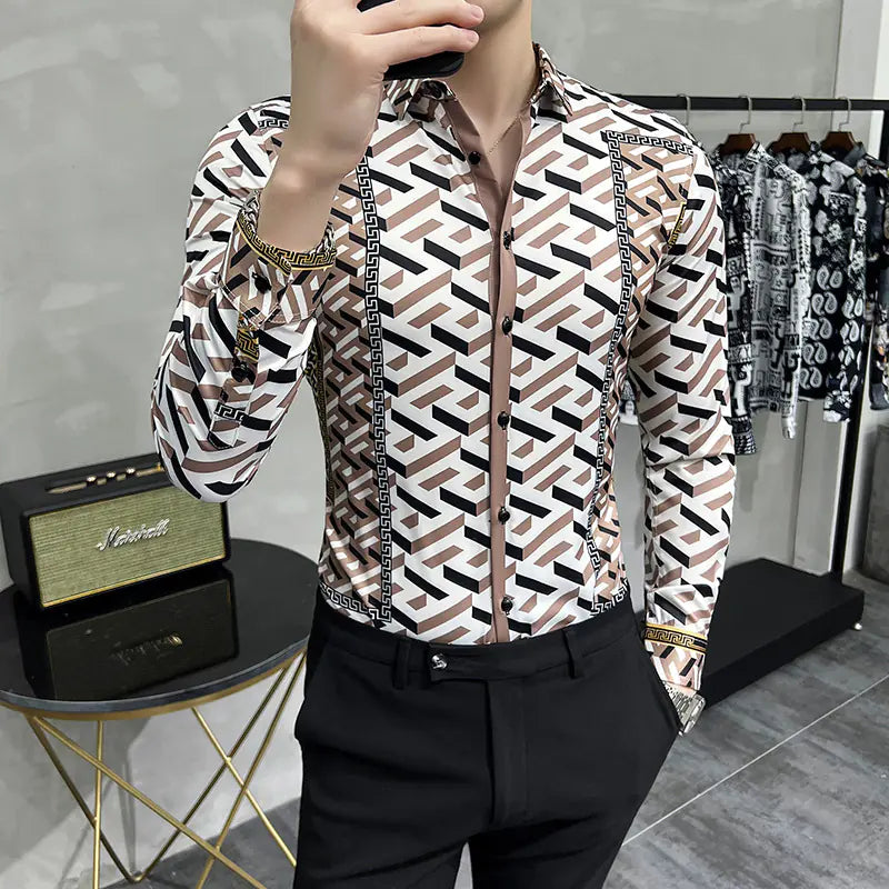 Men's Personalized Long-Sleeved Digital Print Shirts
