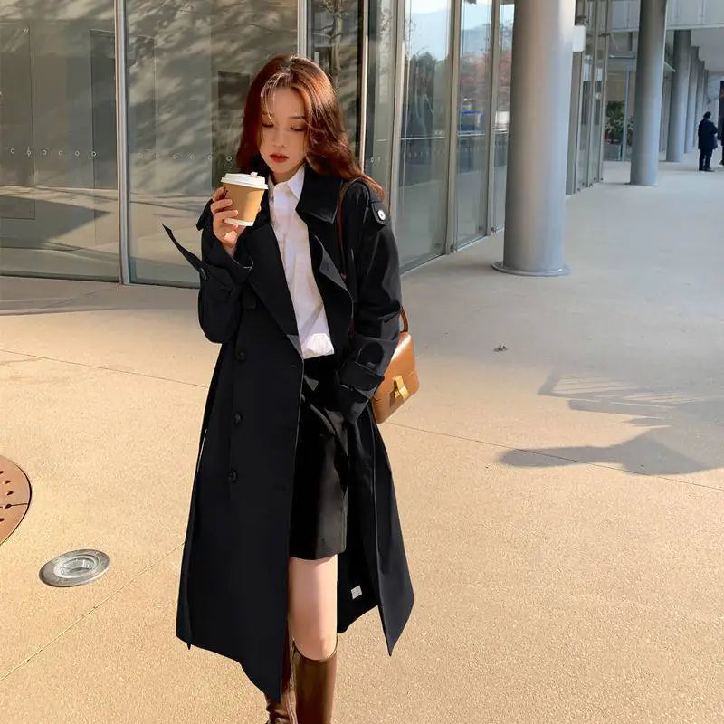 Knee-Length Women's Fashionable Temperament Coat