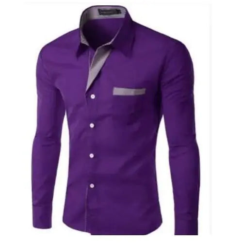 Male Fashion Shirts Full Sleeve Stripe Shirt Men Slim Fit Design Formal Dress Shirts 14 Colors Size M-4XL