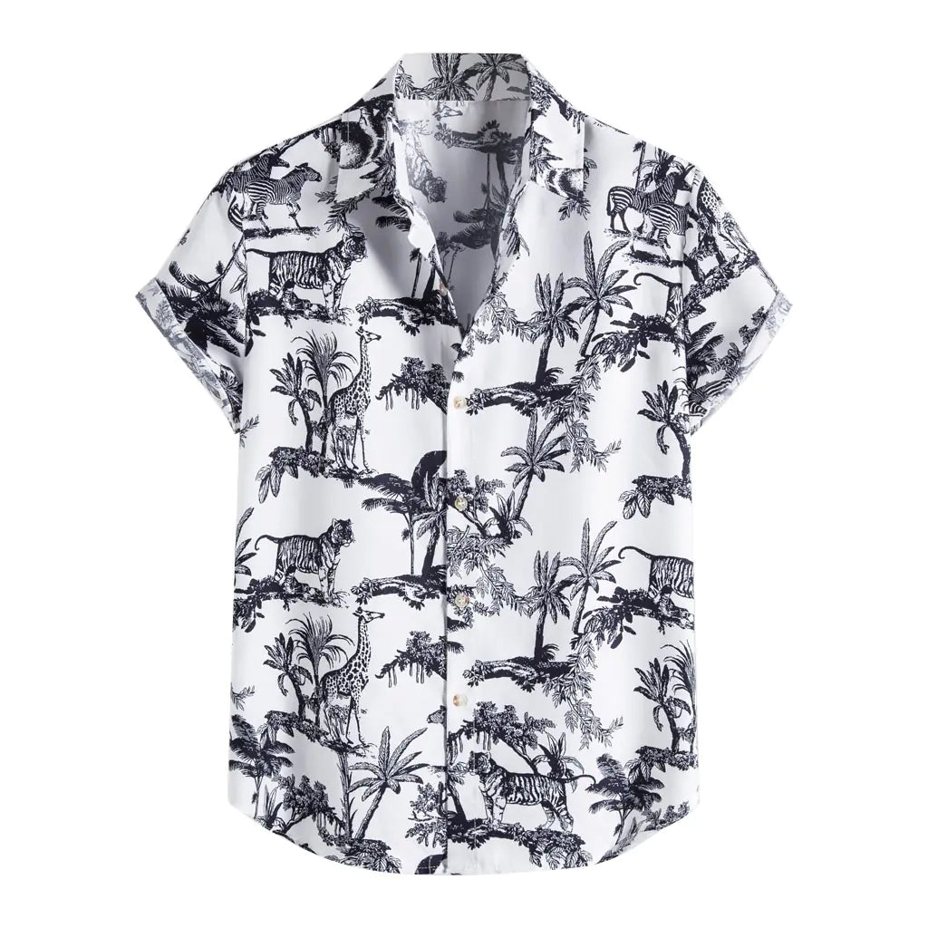 Vintage Hawaiian Men's Shirts with Coconut & Giraffe Print