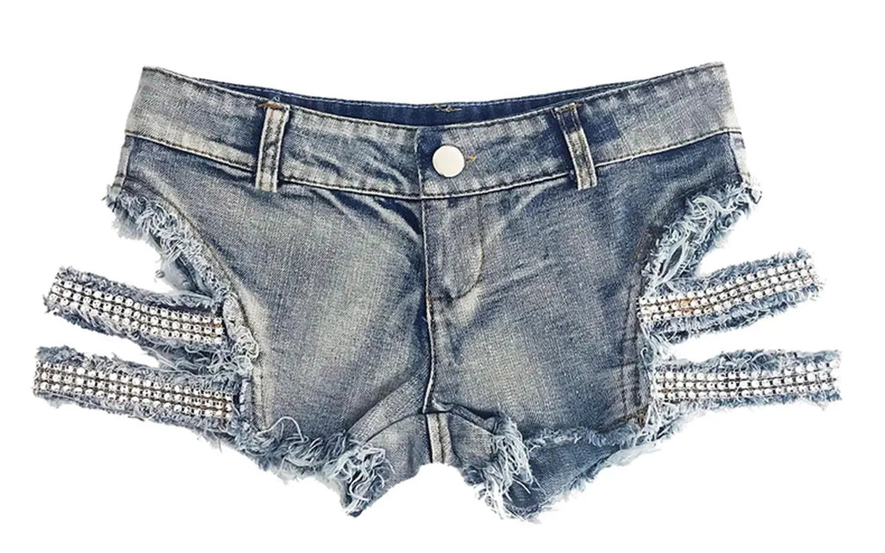 Low Waist Ripped Denim Shorts for Women
