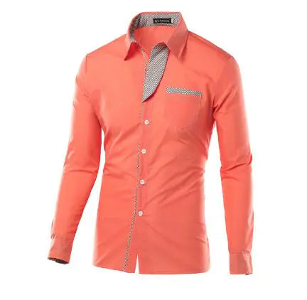Male Fashion Shirts Full Sleeve Stripe Shirt Men Slim Fit Design Formal Dress Shirts 14 Colors Size M-4XL