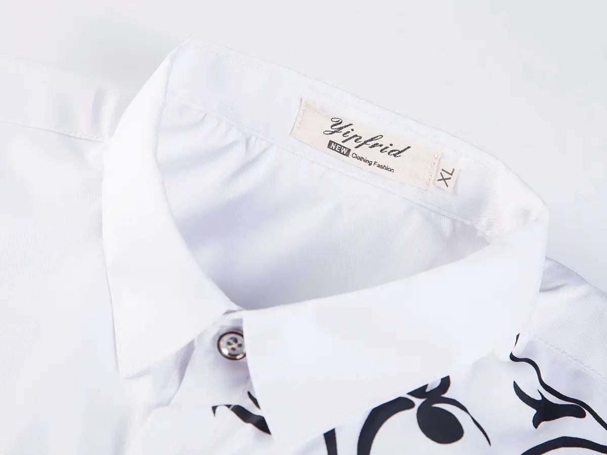 Men's Slim Fit Long Sleeve Dress Shirt - Floral Design