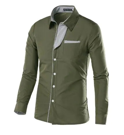 Male Fashion Shirts Full Sleeve Stripe Shirt Men Slim Fit Design Formal Dress Shirts 14 Colors Size M-4XL