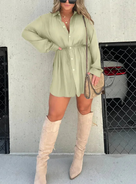 Fashionable Long Sleeve Romper Shirt Suit (One Piece)
