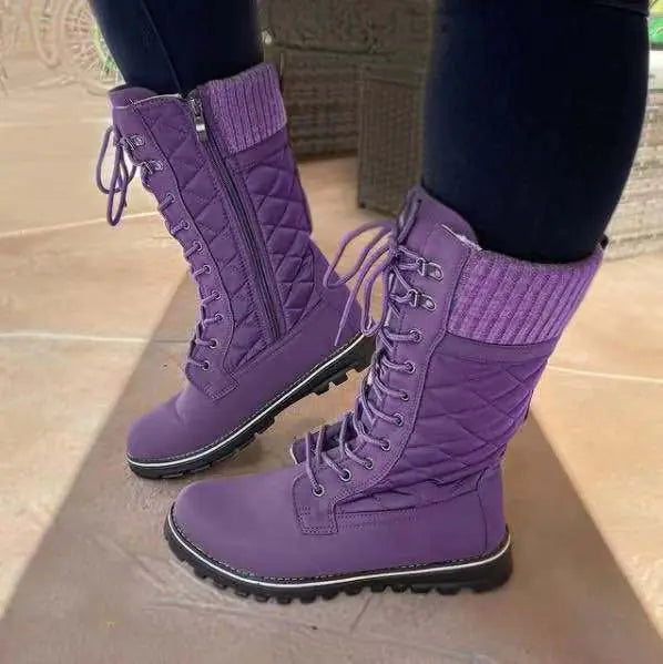 Women's Mid-Tube Flat Heel Side Zipper Martin Boots