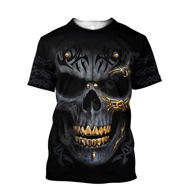 Funny Casual Skull Graphic T-Shirts for Men - Oversized