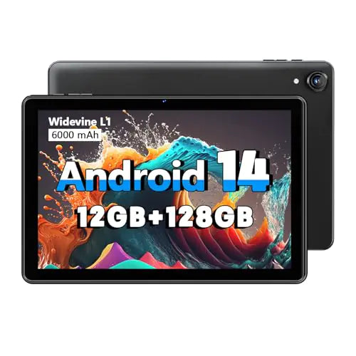 Android 14 Tablet High Performance 12GB RAM 128GB ROM 10 Inch Tablets with 1280 * 800 IPS HD Touchscreen Octa-Core Processor 1TB Expandable Unisoc A523 CPU Dual Camera