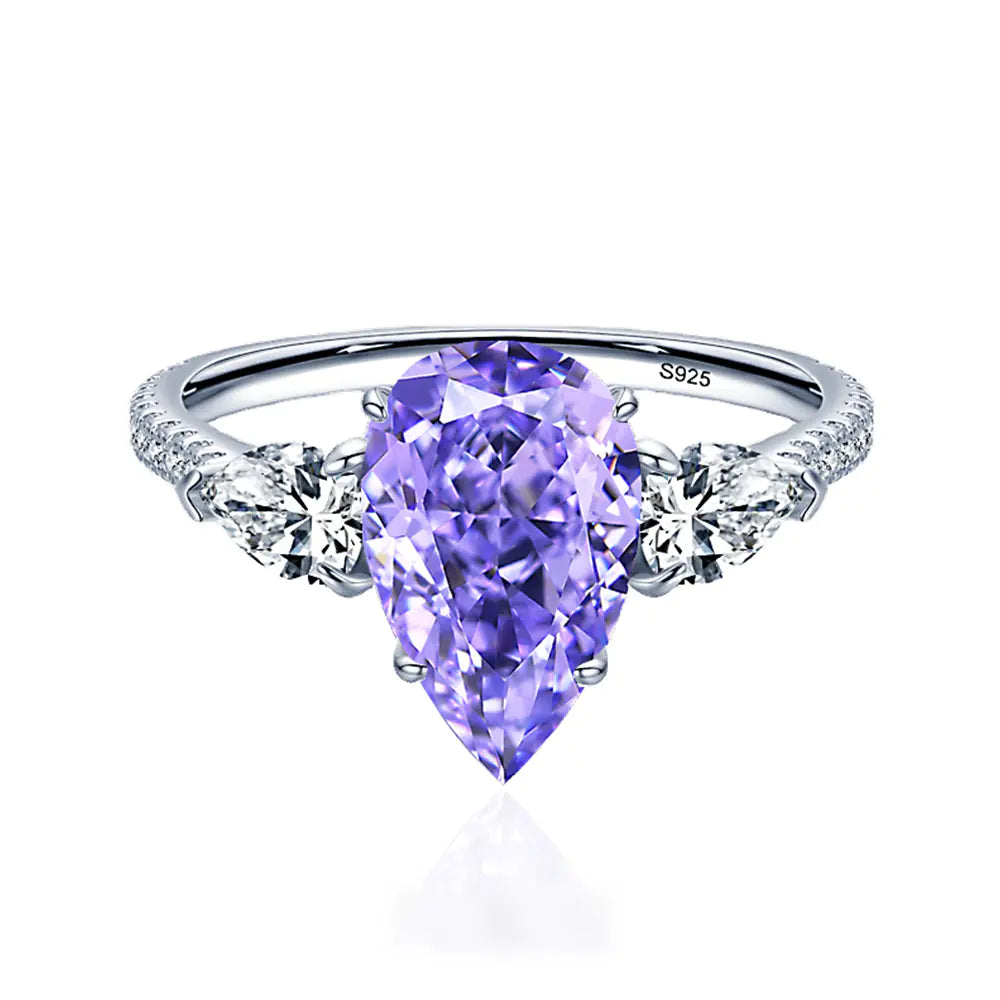 Drop-Shaped Yellow Diamond Ring in Sterling Silver