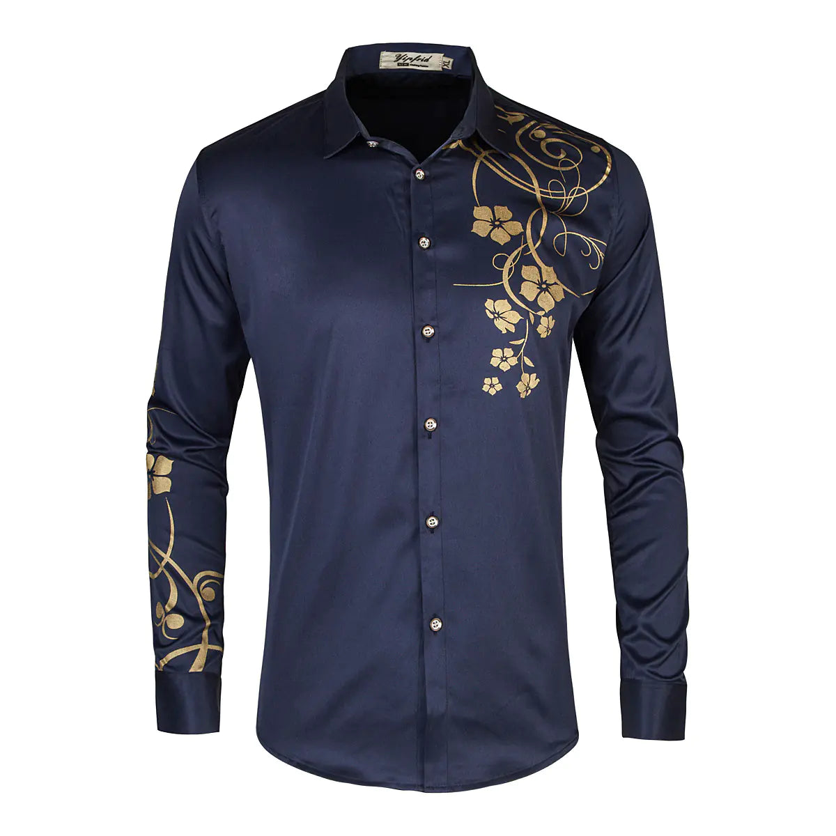 Men's Slim Fit Long Sleeve Dress Shirt - Floral Design