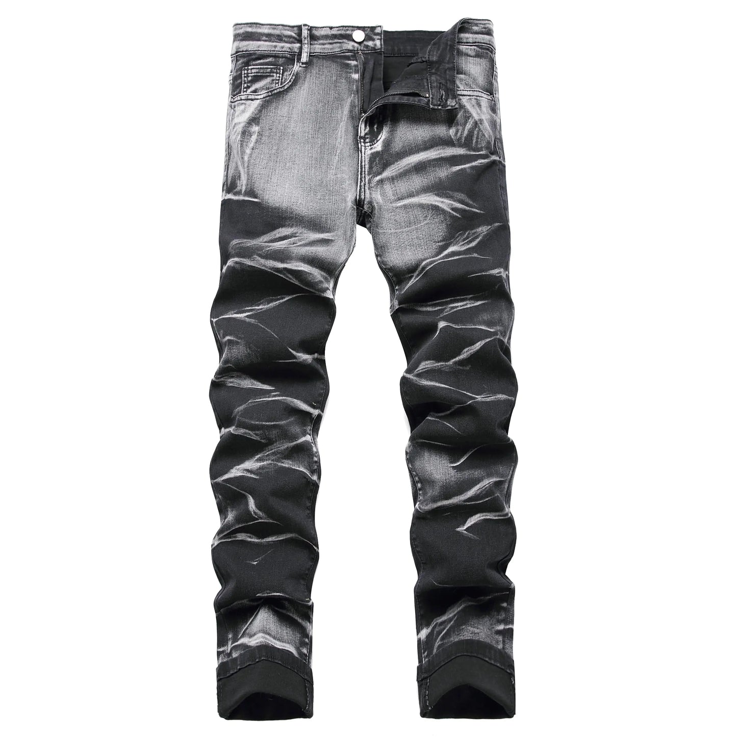 HuuPrr Mens Ripped Jeans Slim Fit Stretch Jeans Distressed Fashion Comfort Pants(530Gray black-34-