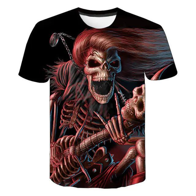 Funny Casual Skull Graphic T-Shirts for Men - Oversized