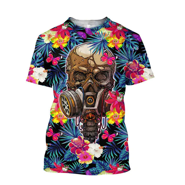 Funny Casual Skull Graphic T-Shirts for Men - Oversized