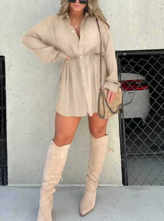 Fashionable Long Sleeve Romper Shirt Suit (One Piece)
