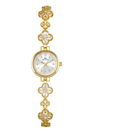 Lucky Zircon Women's Watch with Four-Leaf Clover (One Set)