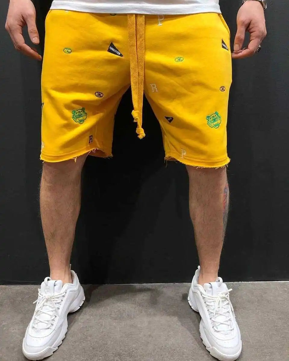 Embroidered Men's Beggar Pants Shorts