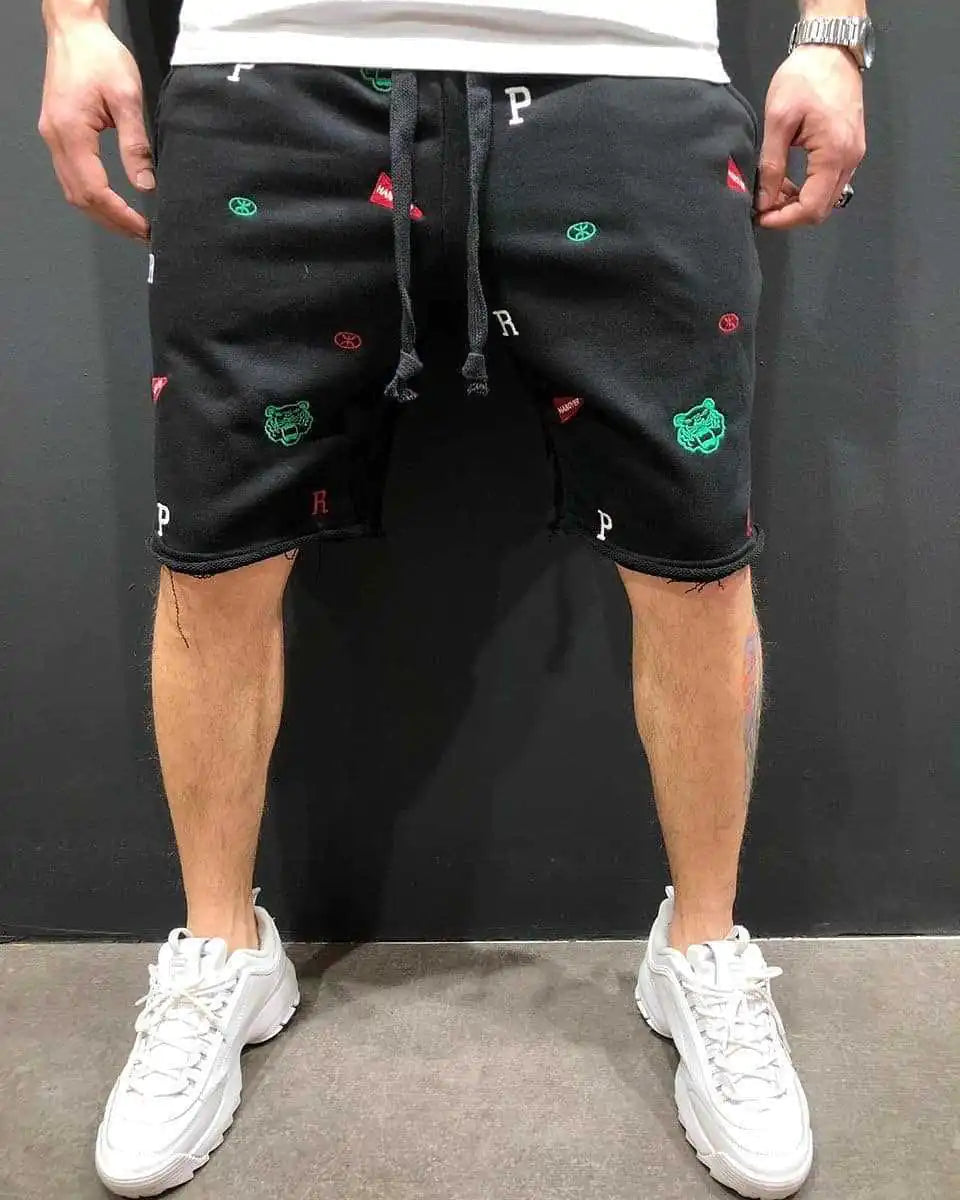 Embroidered Men's Beggar Pants Shorts