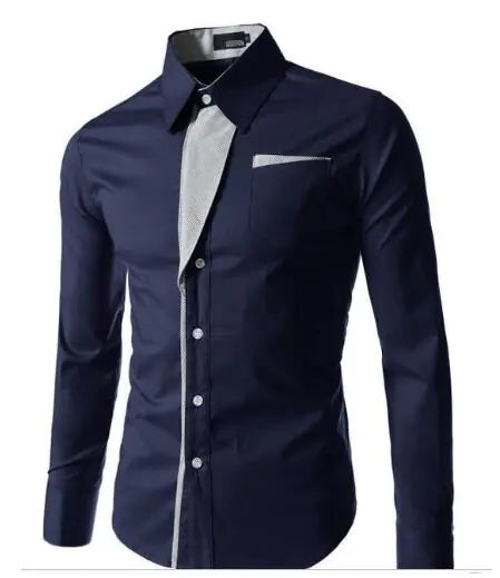 Male Fashion Shirts Full Sleeve Stripe Shirt Men Slim Fit Design Formal Dress Shirts 14 Colors Size M-4XL