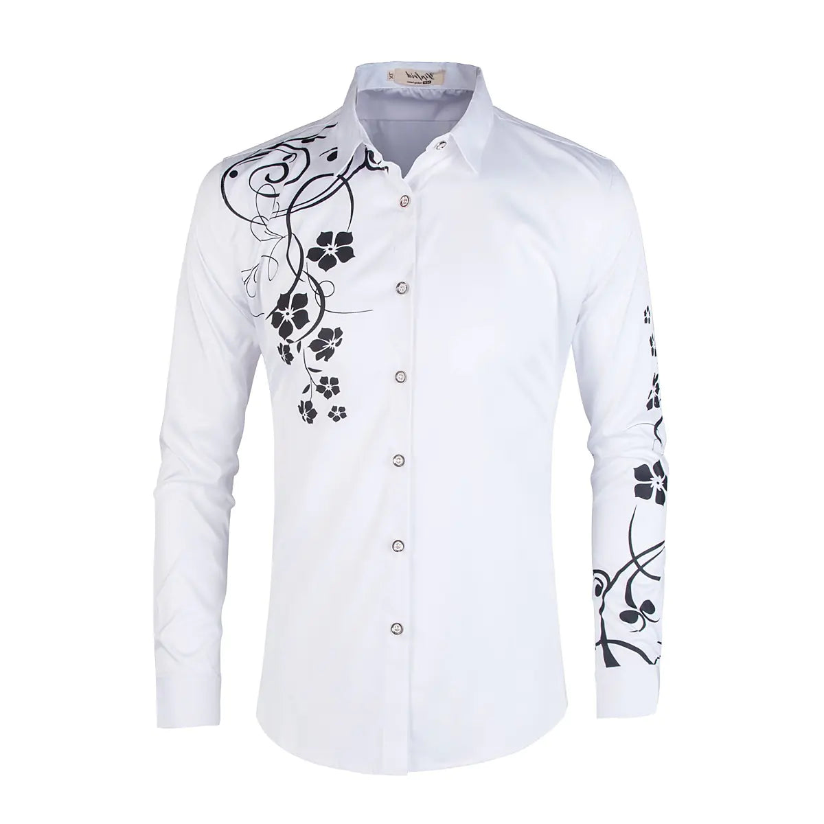 Men's Slim Fit Long Sleeve Dress Shirt - Floral Design