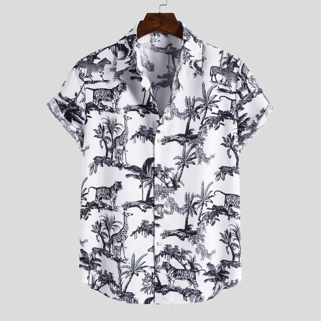 Vintage Hawaiian Men's Shirts with Coconut & Giraffe Print