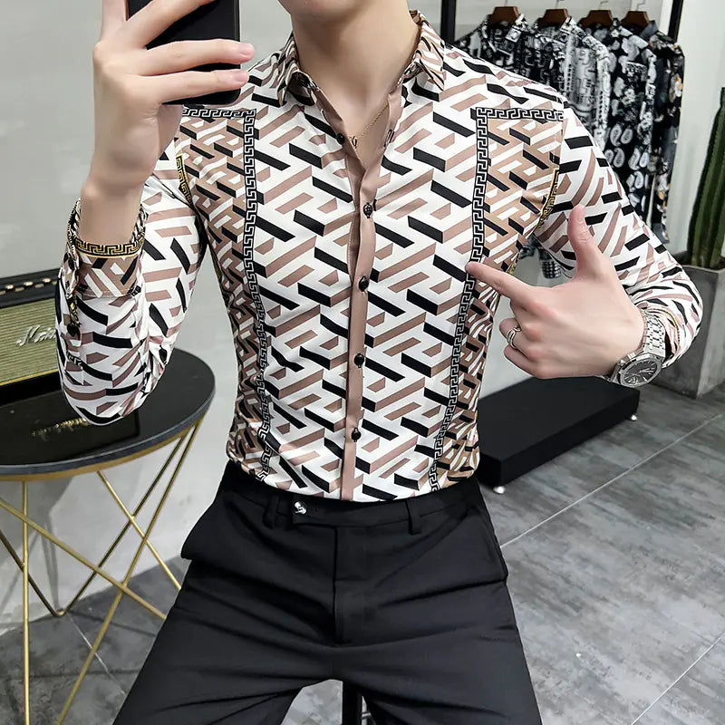 Men's Personalized Long-Sleeved Digital Print Shirts