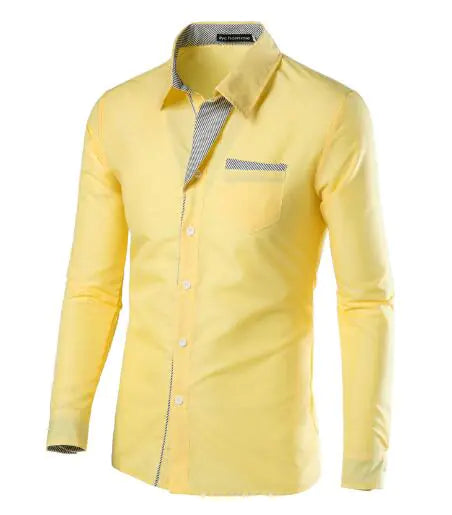 Male Fashion Shirts Full Sleeve Stripe Shirt Men Slim Fit Design Formal Dress Shirts 14 Colors Size M-4XL