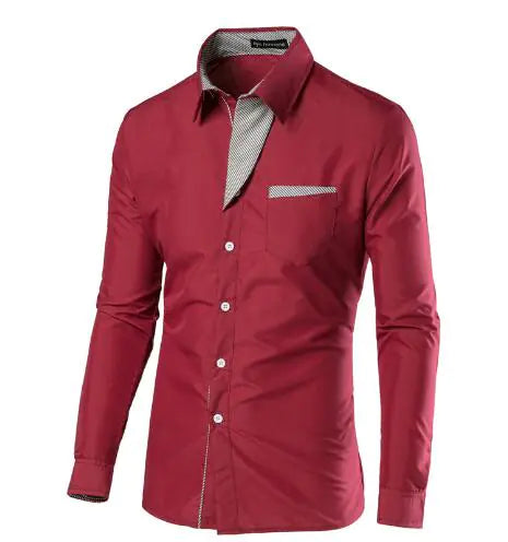 Male Fashion Shirts Full Sleeve Stripe Shirt Men Slim Fit Design Formal Dress Shirts 14 Colors Size M-4XL