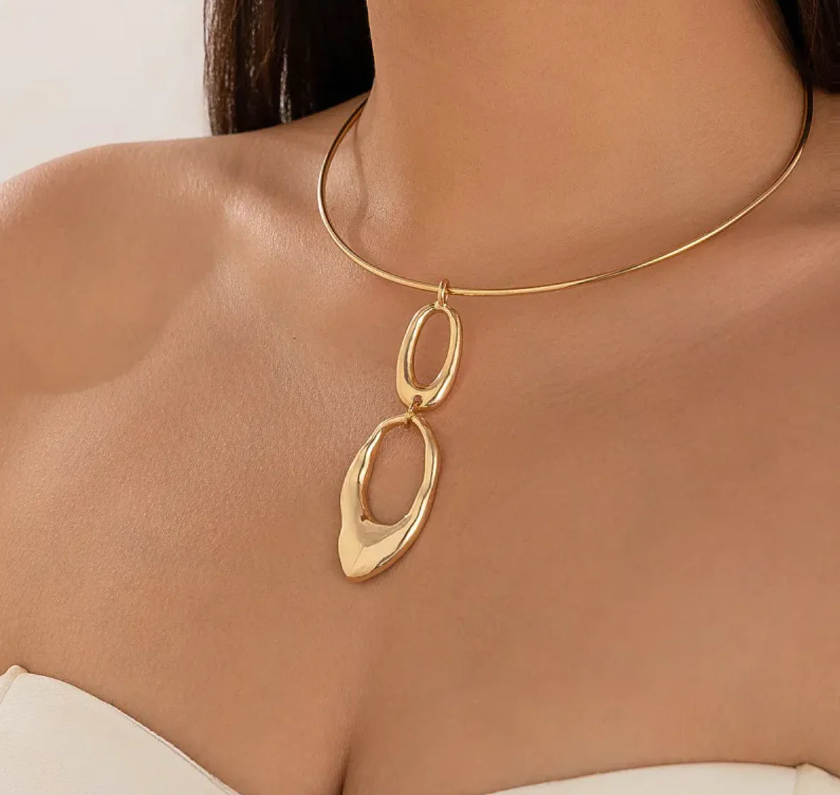 Geometric Metal Choker & Bracelet