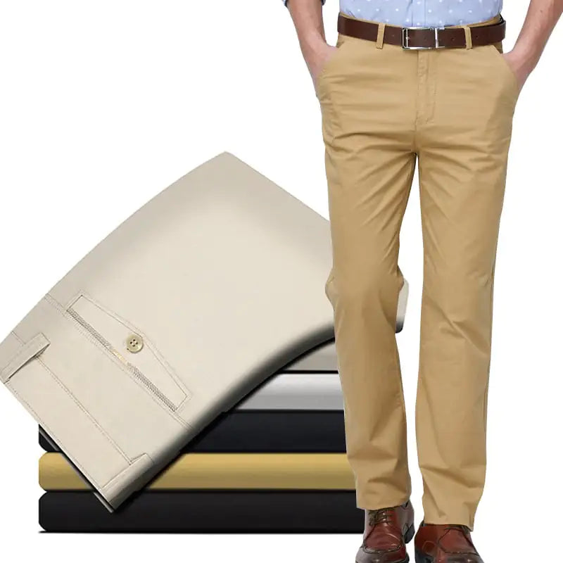 Straight-Leg Pants for Middle-Aged and Elderly Men