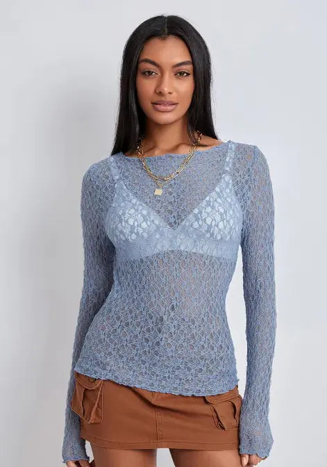 Women's Lace Mesh Wavy Top