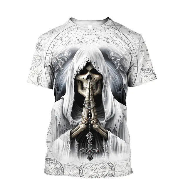 Funny Casual Skull Graphic T-Shirts for Men - Oversized