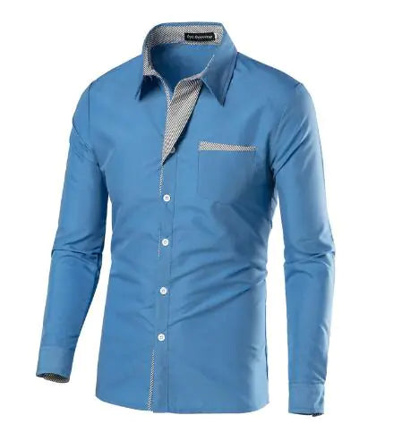 Male Fashion Shirts Full Sleeve Stripe Shirt Men Slim Fit Design Formal Dress Shirts 14 Colors Size M-4XL