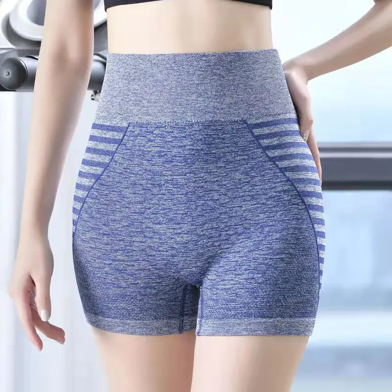 High Waist Stripe Biker Shorts for Women