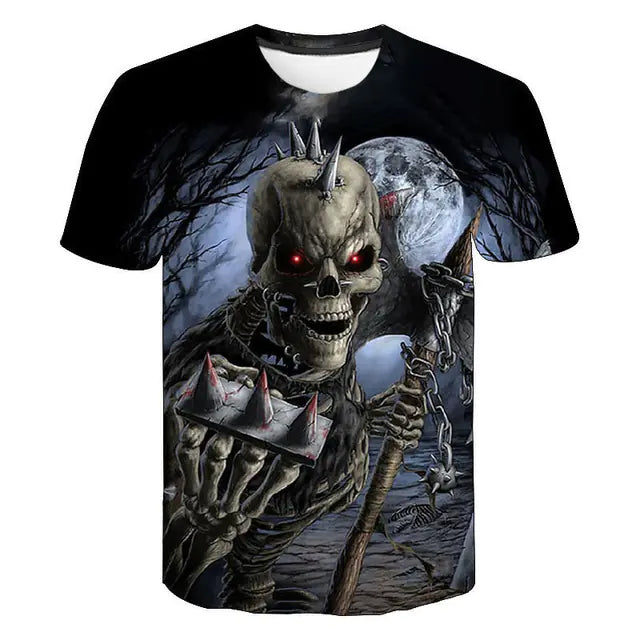Funny Casual Skull Graphic T-Shirts for Men - Oversized