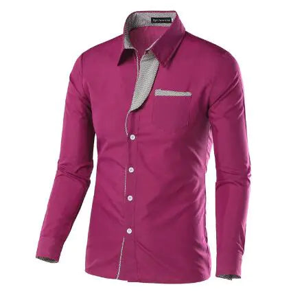 Male Fashion Shirts Full Sleeve Stripe Shirt Men Slim Fit Design Formal Dress Shirts 14 Colors Size M-4XL