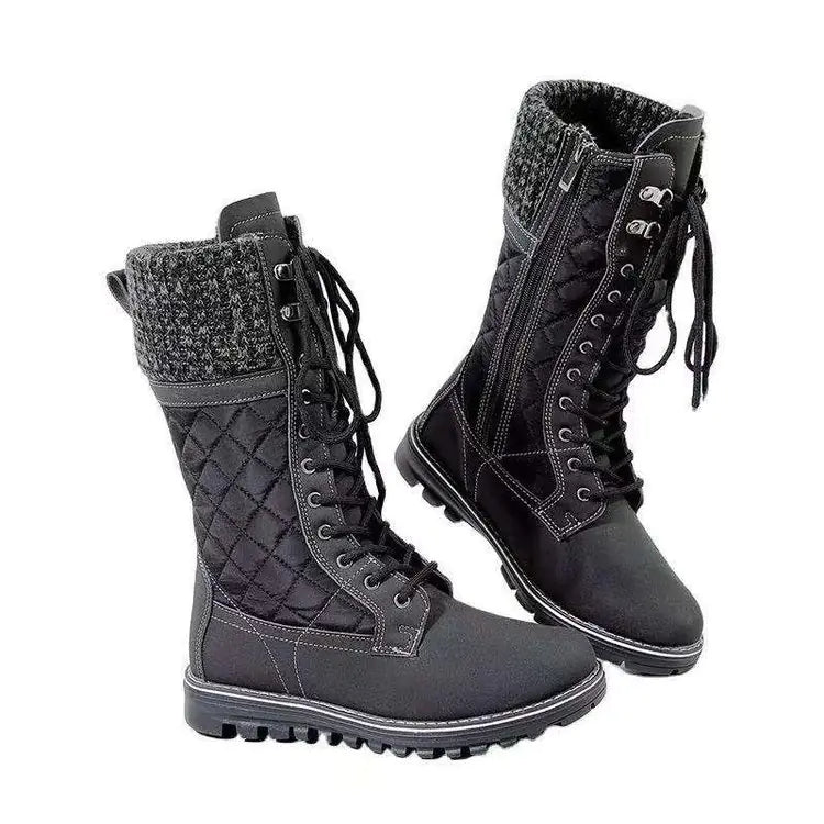 Women's Mid-Tube Flat Heel Side Zipper Martin Boots