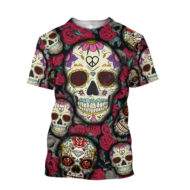 Funny Casual Skull Graphic T-Shirts for Men - Oversized